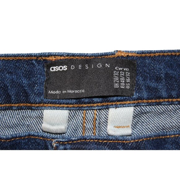 ASOS DESIGN Curve Wide Leg High-Rise Jeans in Dark Wash (16/18) - Picture 2 of 9